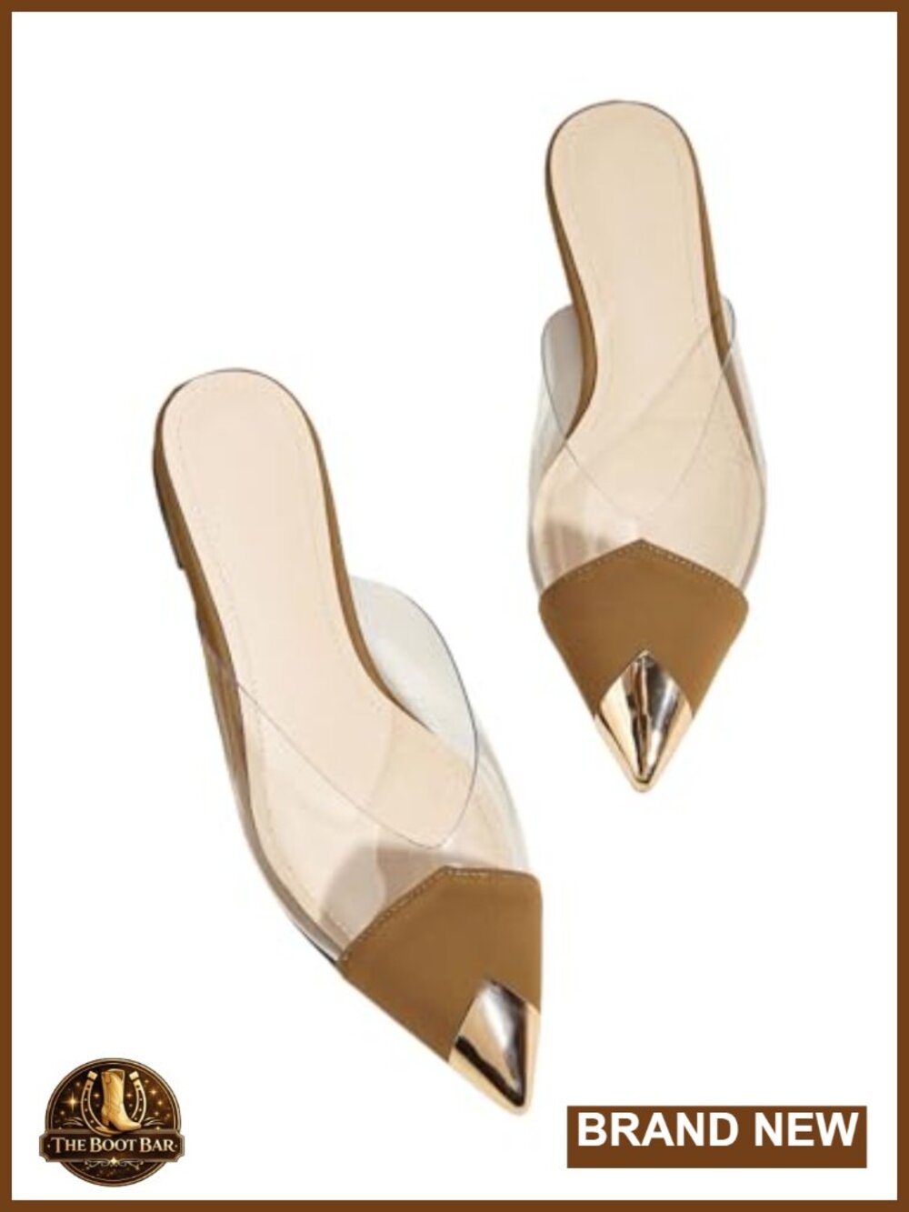 Clear Pointed Toe Flats Slip-On Mule Low Heel Comfortable Casual Shoes